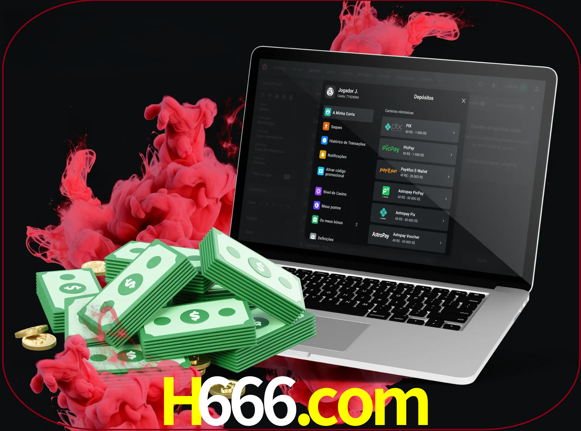 Para efetuar um depósito na sua conta h666, basta escolher o método de depósito e especificar o montante.