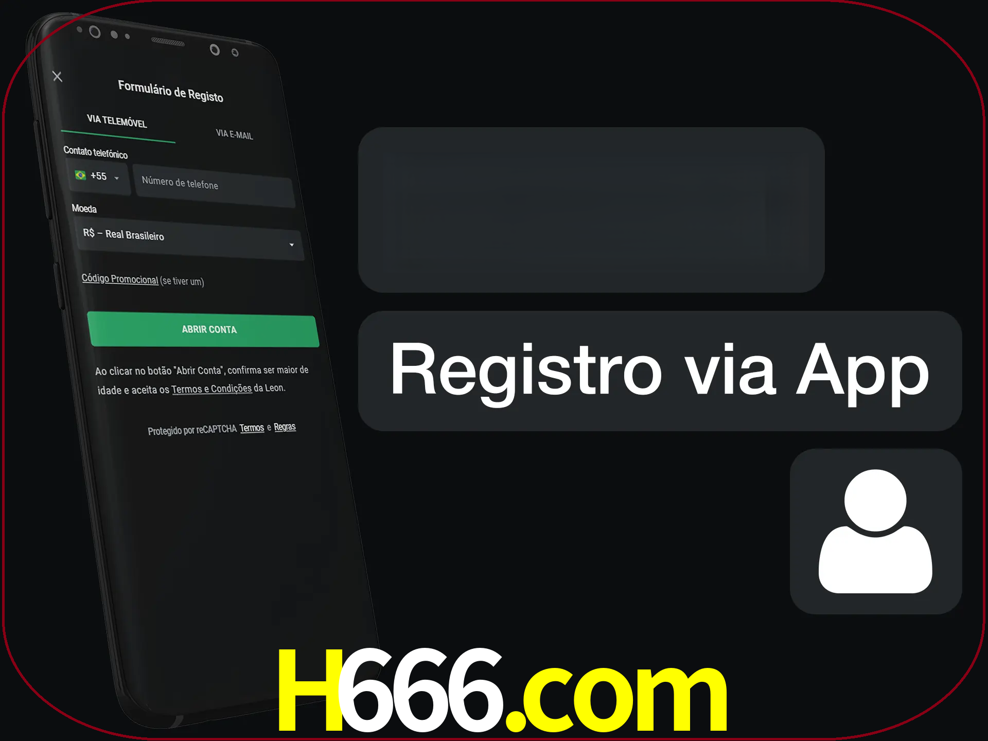 Registre-se com duas etapas usando o aplicativo.