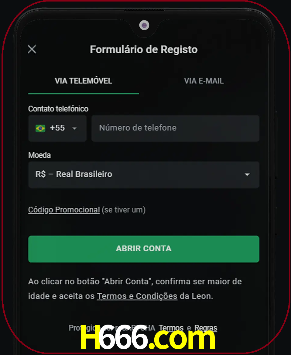 Abra o aplicativo e inicie o processo de registro.