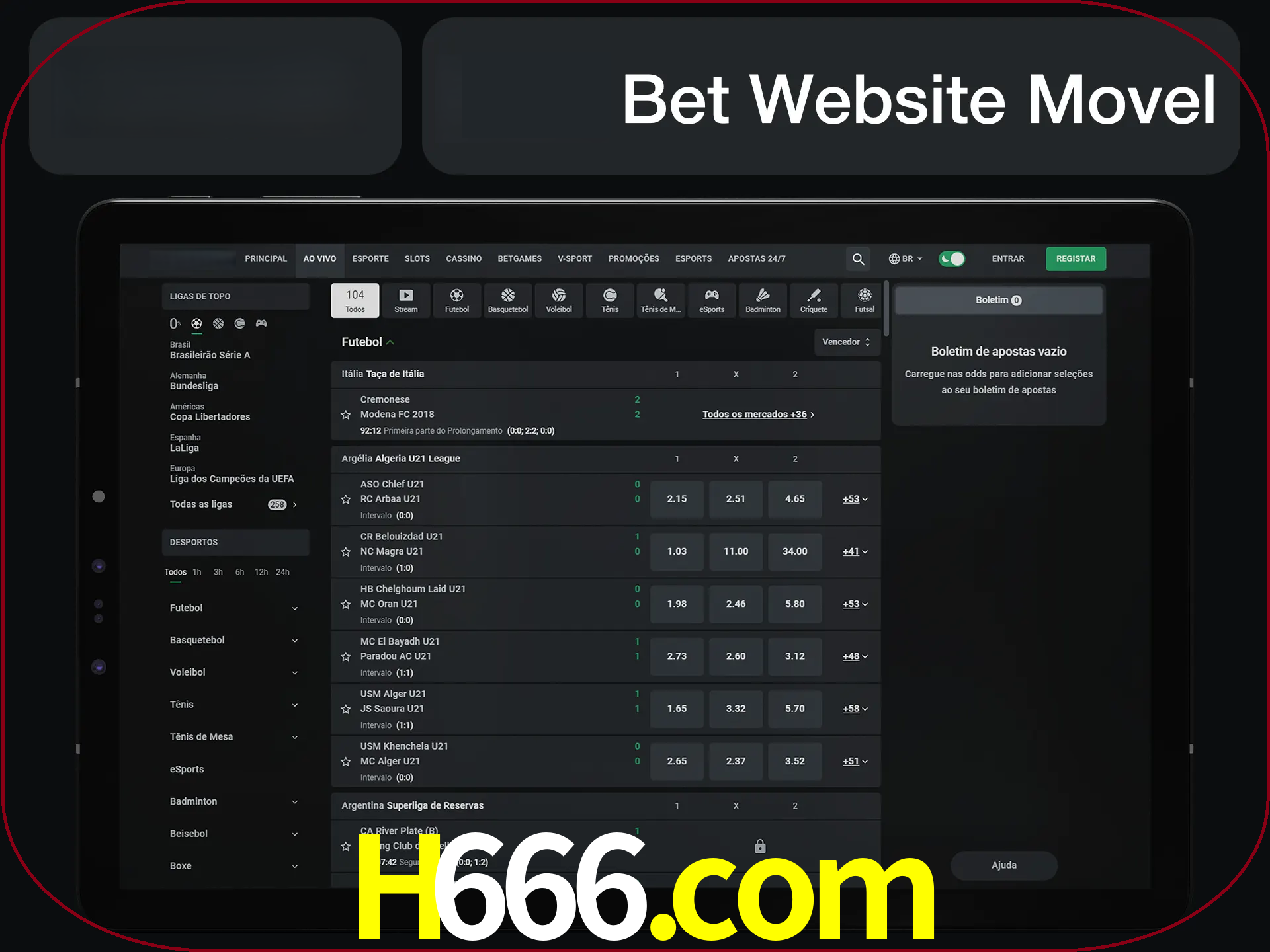 Use nosso website em qualquer dispositivo.