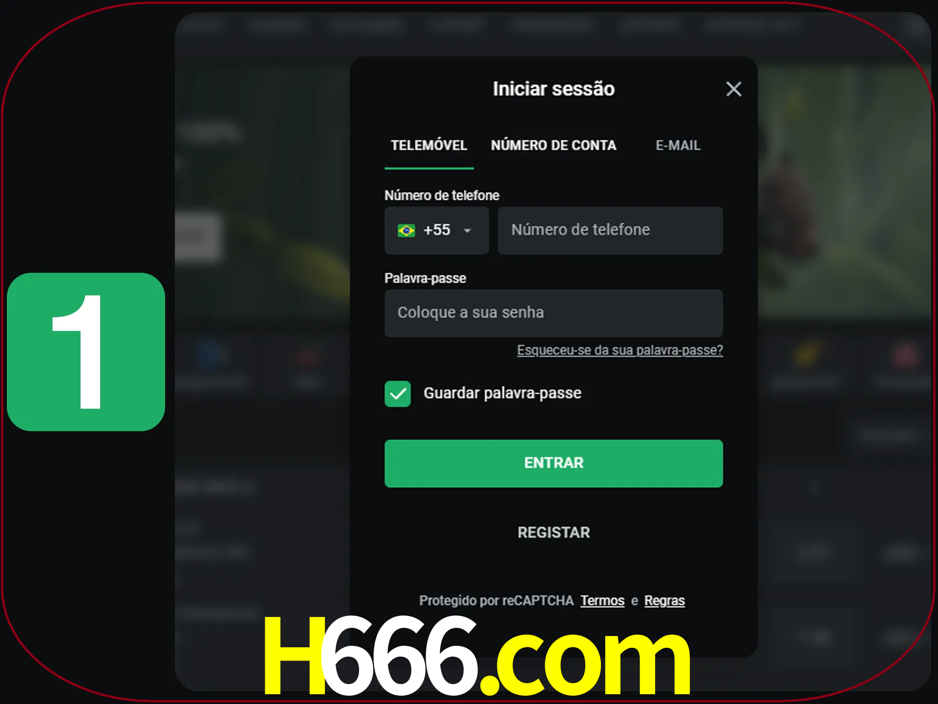 Clique no botão Entrar.